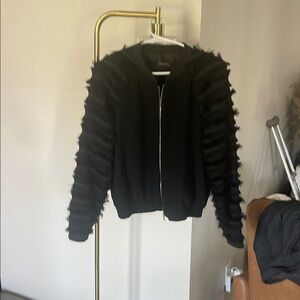 Black Jacket with Textured Sleeves